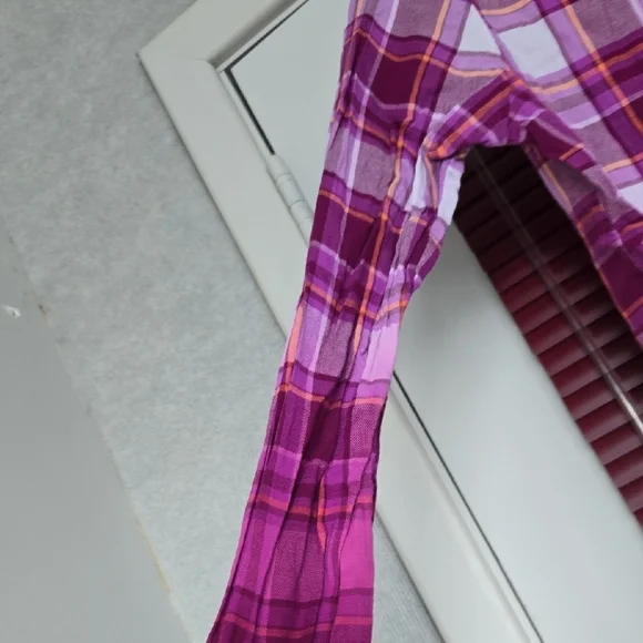 Purple and Pink Plaid Button-Up Shirt - Picture 3 of 5